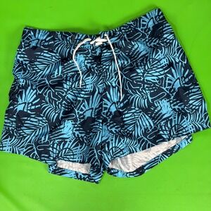 Raya Sun Swim Trunks Men XL‎ Blue Tropical Palm Leaf AOP Board Shorts Vacation